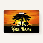 Wilde dieren op de Afrikaanse Savanna Sunset Badge (Achterkant)