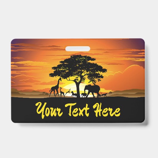 Wilde dieren op de Afrikaanse Savanna Sunset Badge (Voorzijde)