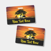 Wilde dieren op de Afrikaanse Savanna Sunset Badge (Voor- en achterkant)