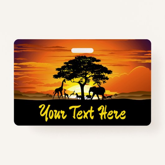 Wilde dieren op de Afrikaanse Savanna Sunset Badge (Voorkant)