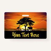 Wilde dieren op de Afrikaanse Savanna Sunset Badge (Achterkant)