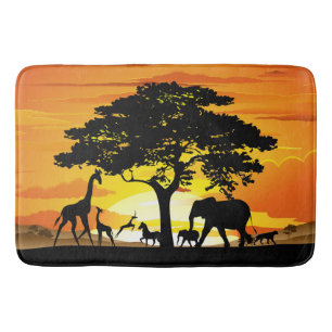 Wilde dieren op de Afrikaanse Savanna Sunset Badmat