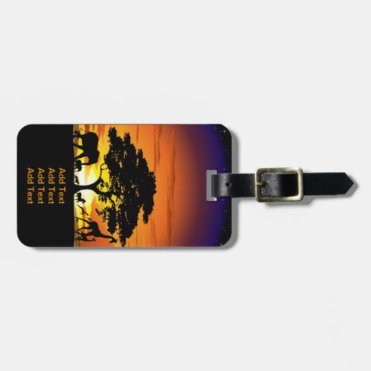 Wilde dieren op de Afrikaanse Savanna Sunset Bagagelabel (Voorkant horizontaal)
