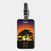 Wilde dieren op de Afrikaanse Savanna Sunset Bagagelabel (Voorkant verticaal)