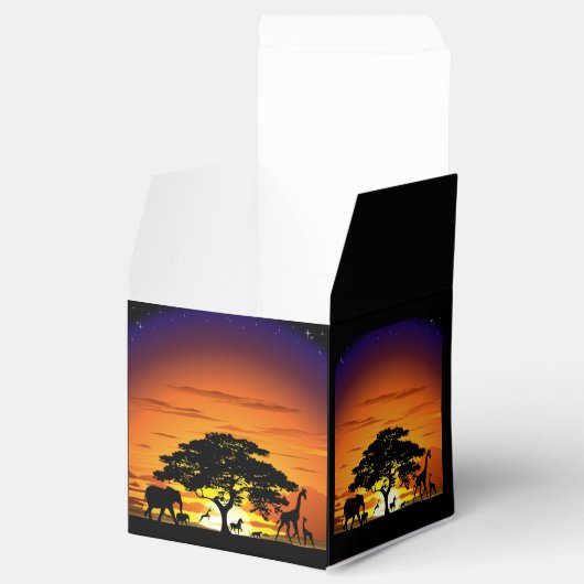 Wilde dieren op de Afrikaanse Savanna Sunset Bedankdoosjes (Geopend)