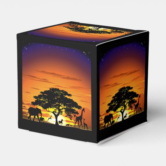 Wilde dieren op de Afrikaanse Savanna Sunset Bedankdoosjes (Achterkant)