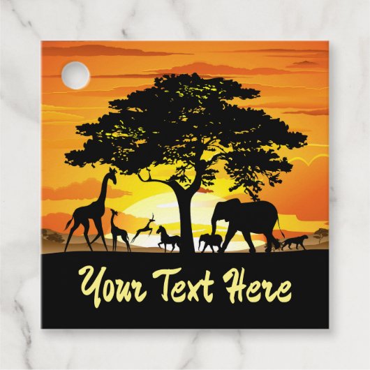 Wilde dieren op de Afrikaanse Savanna Sunset Bedankjes Labels (Voorkant)