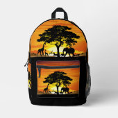 Wilde dieren op de Afrikaanse Savanna Sunset Bedrukte Rugzak (Voorkant)