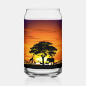 Wilde dieren op de Afrikaanse Savanna Sunset Blikvorm Glas (Achterkant)