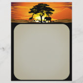 Wilde dieren op de Afrikaanse Savanna Sunset Briefhoofd (Voorkant)