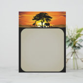 Wilde dieren op de Afrikaanse Savanna Sunset Briefhoofd (Staand voorkant)