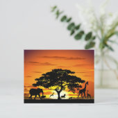 Wilde dieren op de Afrikaanse Savanna Sunset Briefkaart (Staand voorkant)