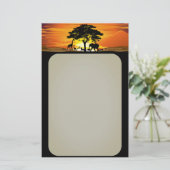 Wilde dieren op de Afrikaanse Savanna Sunset Briefpapier (Staand voorkant)