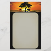 Wilde dieren op de Afrikaanse Savanna Sunset Briefpapier (Voorkant)