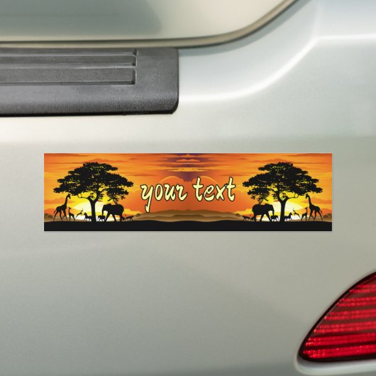 Wilde dieren op de Afrikaanse Savanna Sunset Bumpersticker (Op auto)