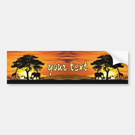 Wilde dieren op de Afrikaanse Savanna Sunset Bumpersticker (Voorkant)