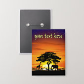 Wilde dieren op de Afrikaanse Savanna Sunset Button (Voorkant / Achterkant)