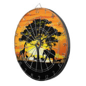 Wilde dieren op de Afrikaanse Savanna Sunset Dartbord (Voorkant Rechts)