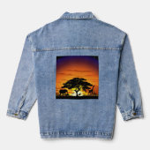 Wilde dieren op de Afrikaanse Savanna Sunset Denim Jacket (Achterkant)