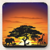 Wilde dieren op de Afrikaanse Savanna Sunset Drankjes Onderzetter (Voorkant)