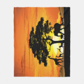 Wilde dieren op de Afrikaanse Savanna Sunset Fleece Deken (Voorkant)