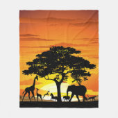 Wilde dieren op de Afrikaanse Savanna Sunset Fleece Deken (Voorkant)