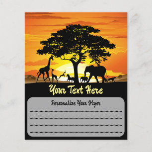 Wilde dieren op de Afrikaanse Savanna Sunset Flyer