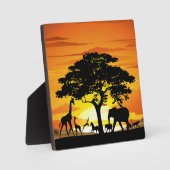 Wilde dieren op de Afrikaanse Savanna Sunset Fotoplaat (Voorkant)