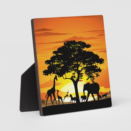 Wilde dieren op de Afrikaanse Savanna Sunset Fotoplaat (Voorkant)
