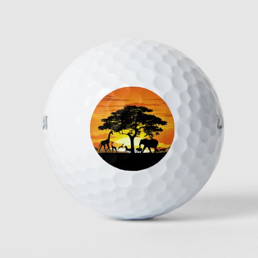 Wilde dieren op de Afrikaanse Savanna Sunset Golfballen (Voorkant)