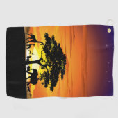 Wilde dieren op de Afrikaanse Savanna Sunset Golfhanddoek (Horizontaal)