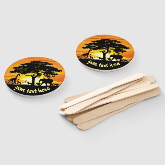 Wilde dieren op de Afrikaanse Savanna Sunset Handwaaier (Niet-gemonteerd)