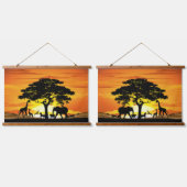 Wilde dieren op de Afrikaanse Savanna Sunset Hangend Wandkleed (Dubbel)