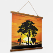 Wilde dieren op de Afrikaanse Savanna Sunset Hangend Wandkleed (Gebogen)