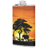 Wilde dieren op de Afrikaanse Savanna Sunset Heupfles (Links)