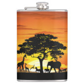 Wilde dieren op de Afrikaanse Savanna Sunset Heupfles (Voorkant)