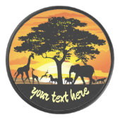 Wilde dieren op de Afrikaanse Savanna Sunset Hockey Puck (Voorkant)