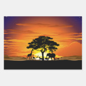 Wilde dieren op de Afrikaanse Savanna Sunset Inpakpapier Vel (Voorkant 3)