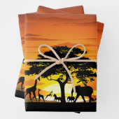 Wilde dieren op de Afrikaanse Savanna Sunset Inpakpapier Vel (In situ)