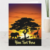 Wilde dieren op de Afrikaanse Savanna Sunset Kaart (Voorkant)