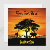 Wilde dieren op de Afrikaanse Savanna Sunset Kaart (Voorkant / Achterkant)