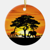 Wilde dieren op de Afrikaanse Savanna Sunset Keramisch Ornament (Voorkant)