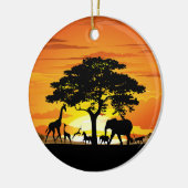 Wilde dieren op de Afrikaanse Savanna Sunset Keramisch Ornament (Links)