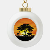 Wilde dieren op de Afrikaanse Savanna Sunset Keramische Bal Ornament (Voorkant)
