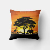 Wilde dieren op de Afrikaanse Savanna Sunset Kussen (Achterkant)