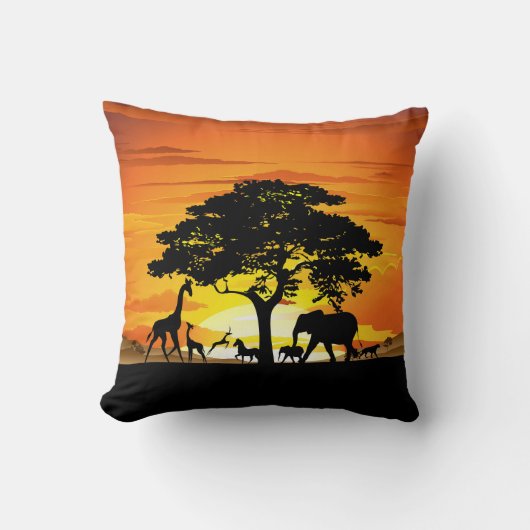 Wilde dieren op de Afrikaanse Savanna Sunset Kussen (Voorkant)