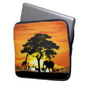 Wilde dieren op de Afrikaanse Savanna Sunset Laptop Sleeve (Voorkant Links)