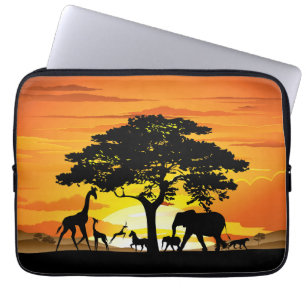 Wilde dieren op de Afrikaanse Savanna Sunset Laptop Sleeve