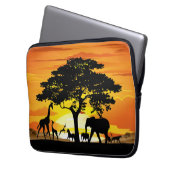 Wilde dieren op de Afrikaanse Savanna Sunset Laptop Sleeve (Voorkant Links)