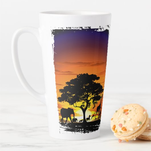 Wilde dieren op de Afrikaanse Savanna Sunset Latte Mok (In situ)